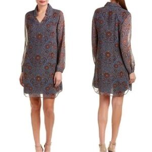 Cabi’s Provincial Blue Open Collar Long Sleeved Dress, Size Small